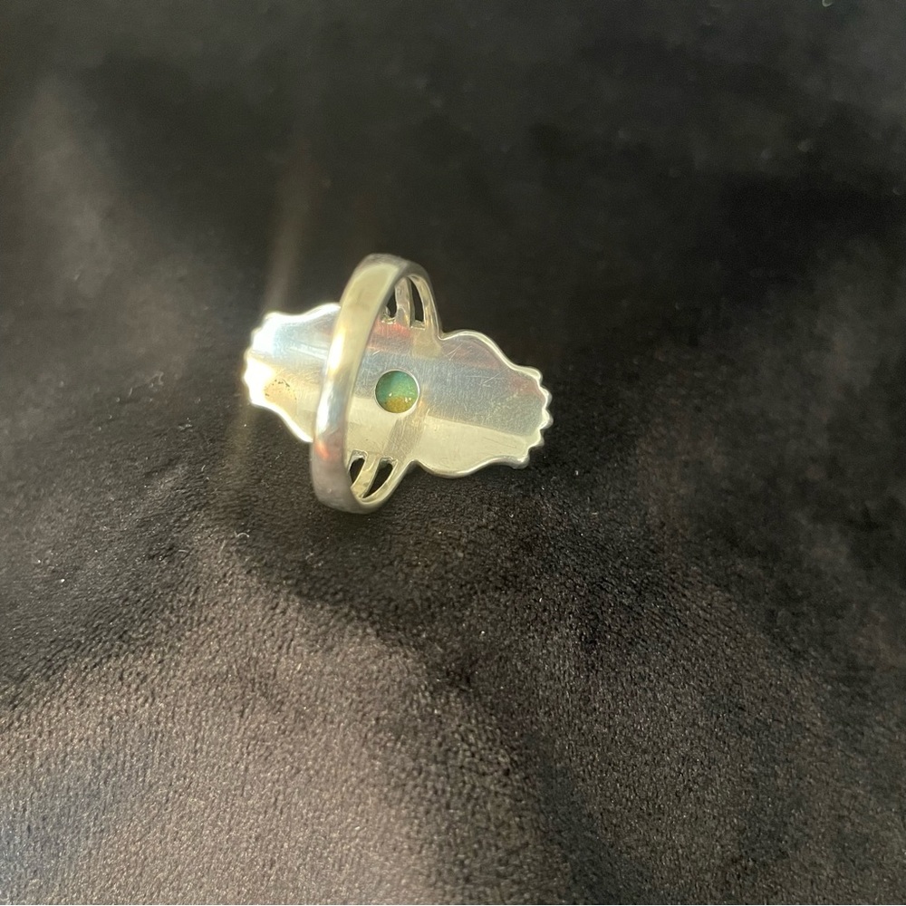Turquoise And 925 Silver Statement Ring Size 7.5 - image 6
